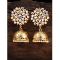 Shopnav Women's Rose Gold Plated Alloy Earrings (White) - White