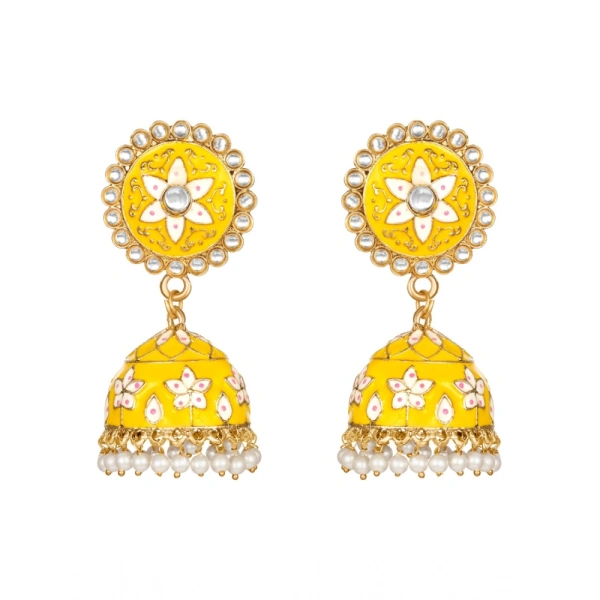 Shopnav Women's Rose Gold Plated Alloy Earrings (Yellow) - Yellow