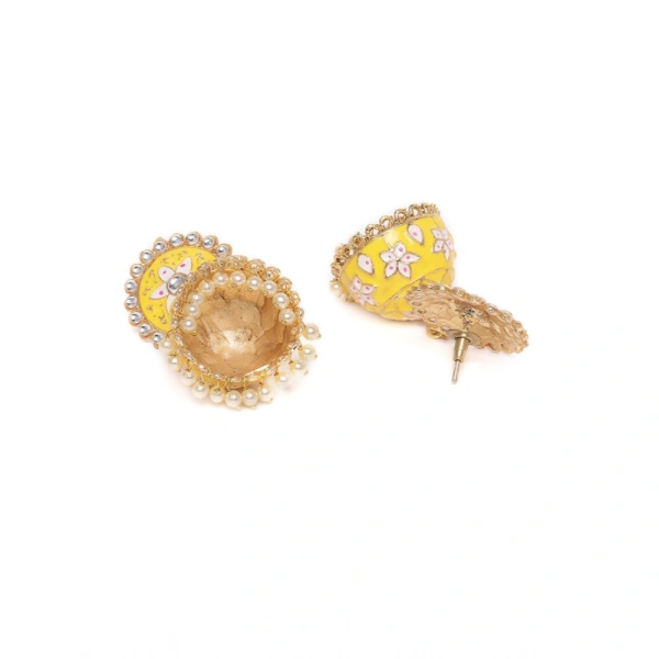 Shopnav Women's Rose Gold Plated Alloy Earrings (Yellow) - Yellow