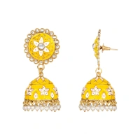 Shopnav Women's Rose Gold Plated Alloy Earrings (Yellow) - Yellow