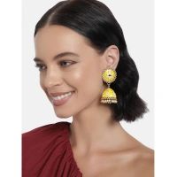 Shopnav Women's Rose Gold Plated Alloy Earrings (Yellow) - Yellow