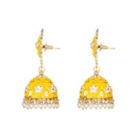 Shopnav Women's Rose Gold Plated Alloy Earrings (Yellow) - Yellow