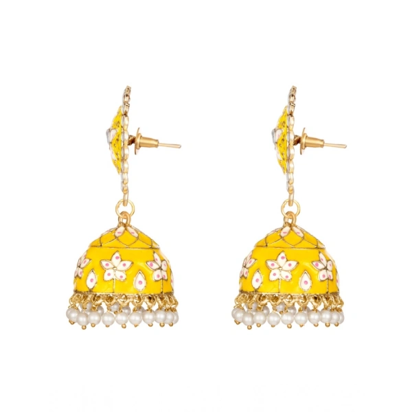 Shopnav Women's Rose Gold Plated Alloy Earrings (Yellow) - Yellow