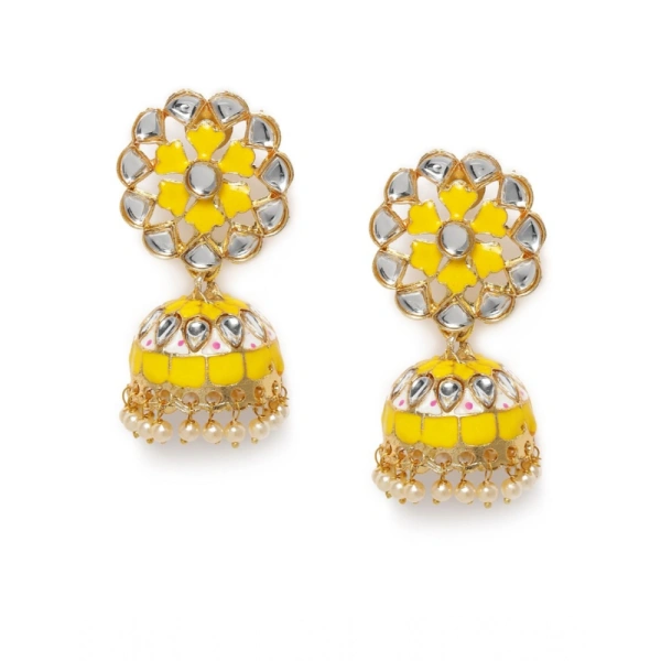 Shopnav Women's Rose Gold Plated Alloy Earrings (Yellow) - Yellow