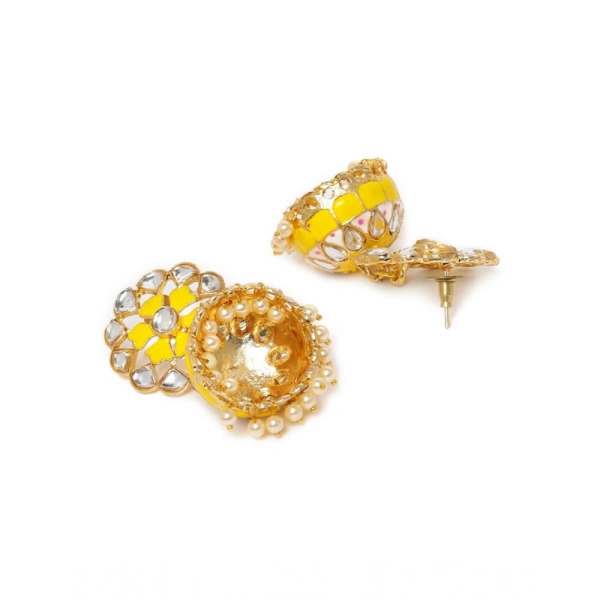 Shopnav Women's Rose Gold Plated Alloy Earrings (Yellow) - Yellow