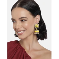Shopnav Women's Rose Gold Plated Alloy Earrings (Yellow) - Yellow