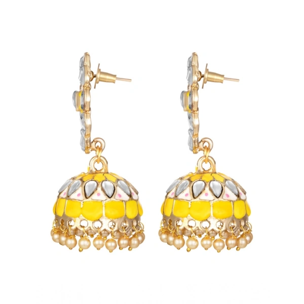 Shopnav Women's Rose Gold Plated Alloy Earrings (Yellow) - Yellow