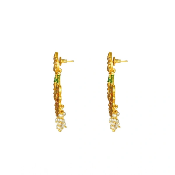 Shopnav Women's Rose Gold Plated Alloy Kundan Earrings & Mangtikka (Red & Green) - Red -amp; Green
