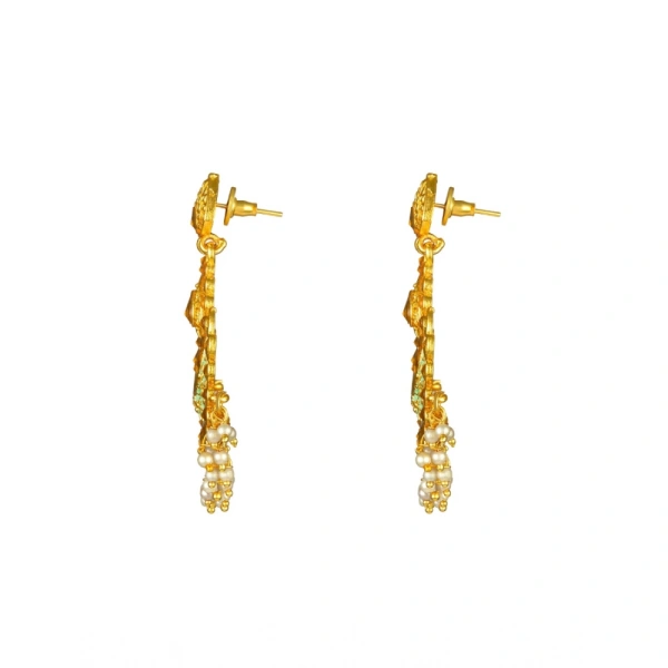 Shopnav Women's Rose Gold Plated Alloy Kundan Earrings & Mangtikka (Green) - Green