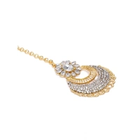 Shopnav Women's Rose Gold Plated Alloy Kundan Earrings & Mangtikka (White) - White