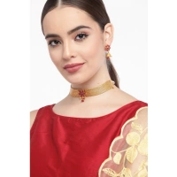 Shopnav Women's Rose Gold Plated Alloy Necklace & Earings Set (Gold) - Gold