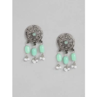 Shopnav Women's Rose Gold Plated Alloy Necklace & Earings Set (Light Green) - Light Green