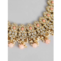 Shopnav Women's Rose Gold Plated Alloy Necklace & Earings Set (Pink) - Pink