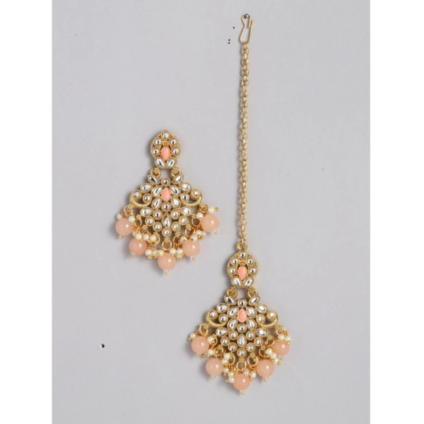 Shopnav Women's Rose Gold Plated Alloy Necklace & Earings Set (Pink) - Pink