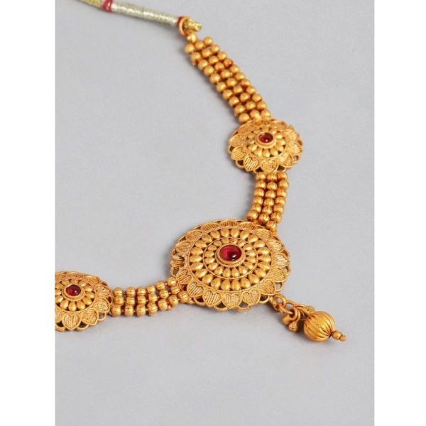Shopnav Women's Rose Gold Plated Alloy Necklace & Earings Set (Gold) - Gold