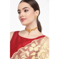 Shopnav Women's Rose Gold Plated Alloy Necklace & Earings Set (Gold) - Gold