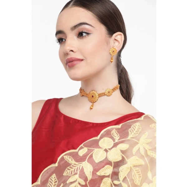 Shopnav Women's Rose Gold Plated Alloy Necklace & Earings Set (Gold) - Gold