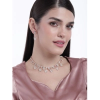 Shopnav Women's Rose Gold Plated Brass Necklace & Earings Set (Gold) - Gold