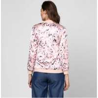 Shopnav Women's Satin Floral 3/4th Sleeve Jacket (Light Pink) - XL