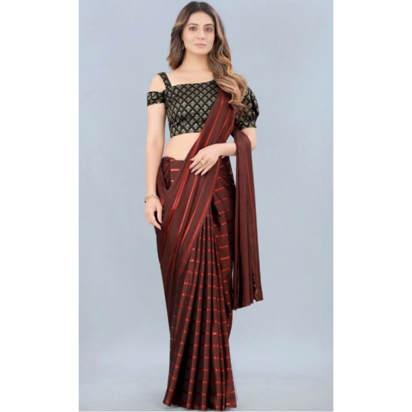 Women's Satin Silk Saree with Blouse (Orange, 5-6 Mtrs) - Orange