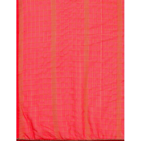 Women's Silk Blend Checkered Saree With Unstitched Blouse 5.5Mtr (Pink) - Pink