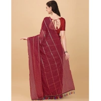 Women's Silk Blend Checkered Saree With Unstitched Blouse 5.5Mtr (Red) - Red