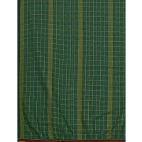 Women's Silk Blend Checkered Saree With Unstitched Blouse 5.5Mtr (Green) - Green