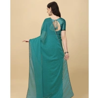 Women's Silk Blend Embellished Saree With Unstitched Blouse 5.5Mtr (Blue) - Blue