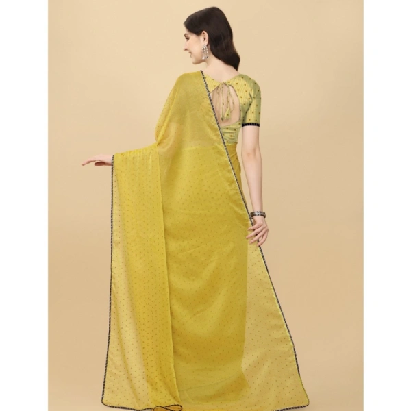 Women's Silk Blend Embellished Saree With Unstitched Blouse 5.5Mtr (Mustard) - Mustard
