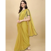 Women's Silk Blend Embellished Saree With Unstitched Blouse 5.5Mtr (Mustard) - Mustard
