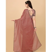 Women's Silk Blend Embellished Saree With Unstitched Blouse 5.5Mtr (Maroon) - Maroon