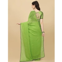 Women's Silk Blend Embellished Saree With Unstitched Blouse 5.5Mtr (Green) - Green