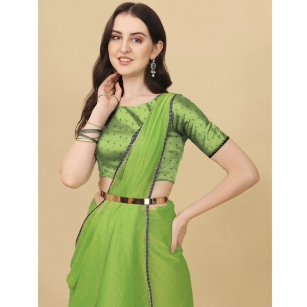 Women's Silk Blend Embellished Saree With Unstitched Blouse 5.5Mtr (Green) - Green