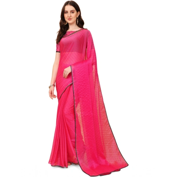 Women's Silk Blend Embellished Saree With Unstitched Blouse 5.5Mtr (Pink) - Pink