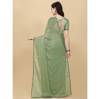 Women's Silk Blend Embellished Saree With Unstitched Blouse 5.5Mtr (Light Green) - Light Green
