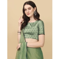 Women's Silk Blend Embellished Saree With Unstitched Blouse 5.5Mtr (Light Green) - Light Green