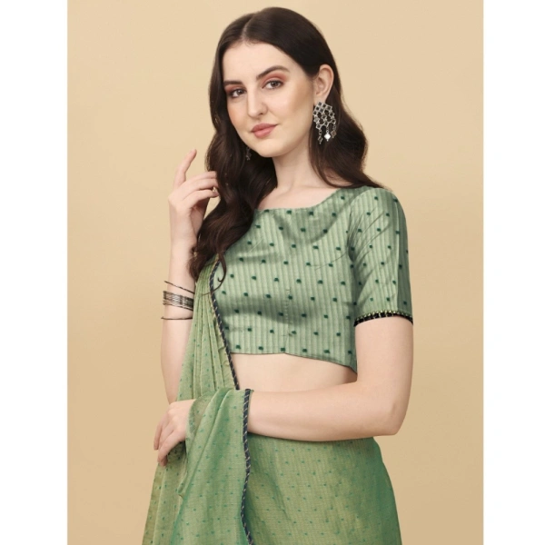 Women's Silk Blend Embellished Saree With Unstitched Blouse 5.5Mtr (Light Green) - Light Green