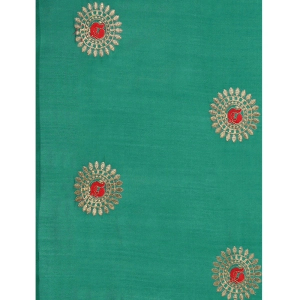 Women's Silk Blend Embroidered Saree With Unstitched Blouse 5.5Mtr (Green) - Green