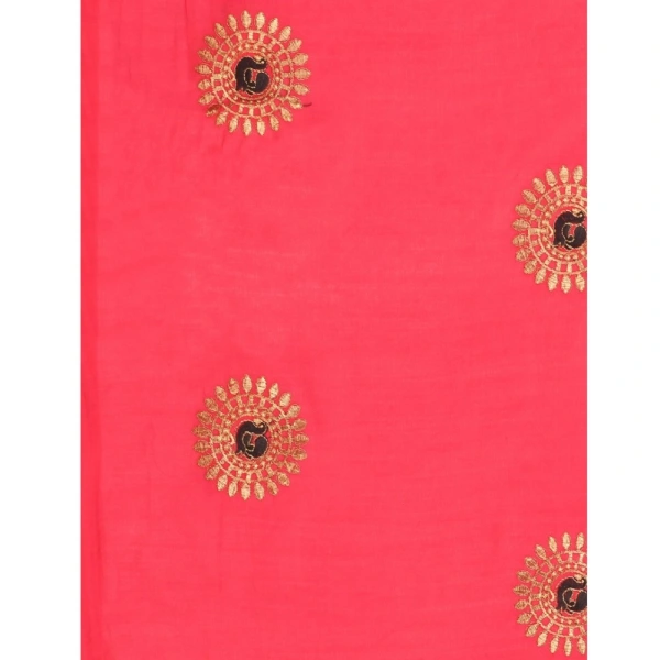 Women's Silk Blend Embroidered Saree With Unstitched Blouse 5.5Mtr (Pink) - Pink