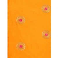 Women's Silk Blend Embroidered Saree With Unstitched Blouse 5.5Mtr (Yellow) - Yellow