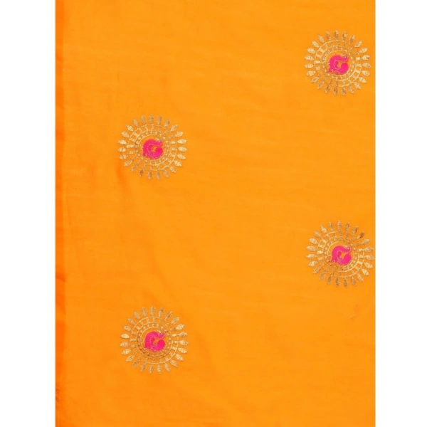 Women's Silk Blend Embroidered Saree With Unstitched Blouse 5.5Mtr (Yellow) - Yellow