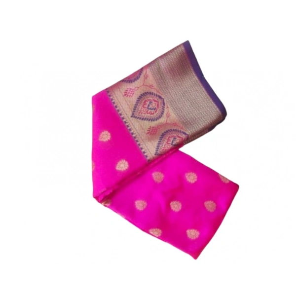 Women's Silk Blend Woven Saree With Unstitched Blouse 5.5Mtr (Pink) - Pink