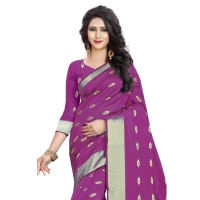 Women's Silk Blend Woven Saree With Unstitched Blouse 5.5Mtr (Pink) - Pink