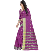 Women's Silk Blend Woven Saree With Unstitched Blouse 5.5Mtr (Pink) - Pink