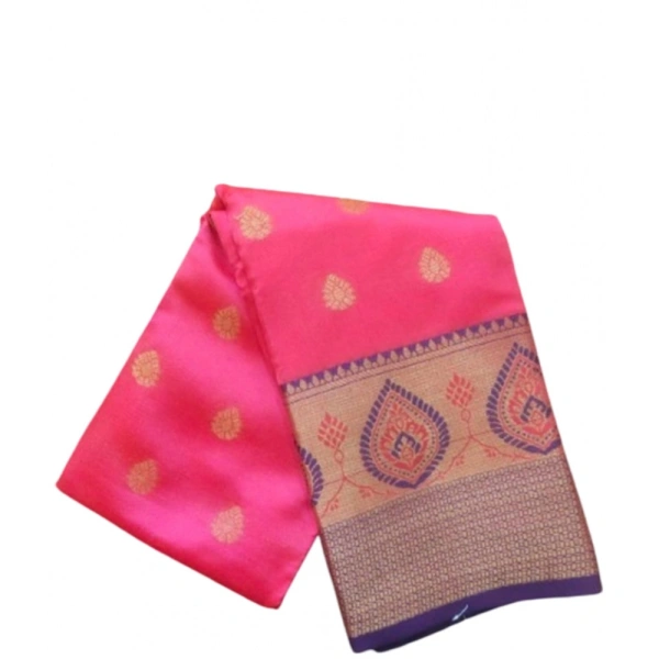 Women's Silk Blend Woven Saree With Unstitched Blouse 5.5Mtr (Pink) - Pink