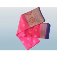 Women's Silk Blend Woven Saree With Unstitched Blouse 5.5Mtr (Pink) - Pink