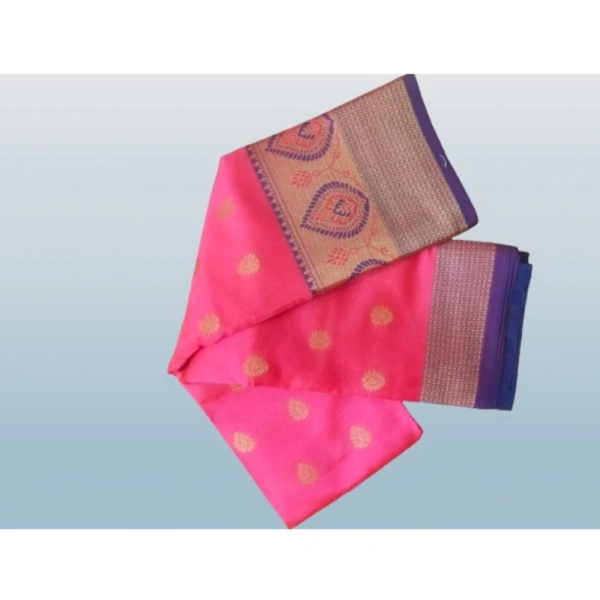 Women's Silk Blend Woven Saree With Unstitched Blouse 5.5Mtr (Pink) - Pink