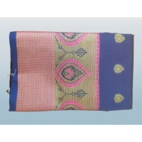 Women's Silk Blend Woven Saree With Unstitched Blouse 5.5Mtr (Dark Blue) - Dark Blue
