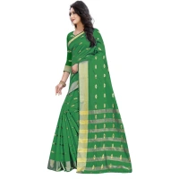 Women's Silk Blend Woven Saree With Unstitched Blouse 5.5Mtr (Green) - Green