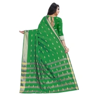 Women's Silk Blend Woven Saree With Unstitched Blouse 5.5Mtr (Green) - Green